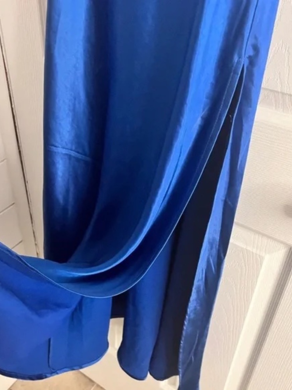 Audrey 3+1 Royal Blue Satin Midi Dress (Small) FLAW - Picture 7 of 10
